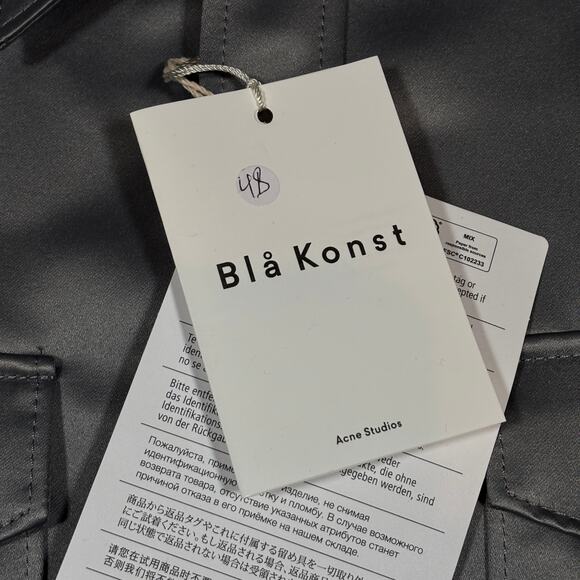 ACNE STUDIOS SHINY SILVER GRAY WESTERN SHIRT WITH SNAPS NWT SIZE MEDIUM - Picture 5 of 8